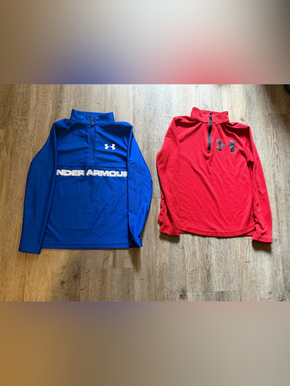 Under Armour Kids 1/4 Zip Tops YOUTH SMALL  - Royal Blue & Red